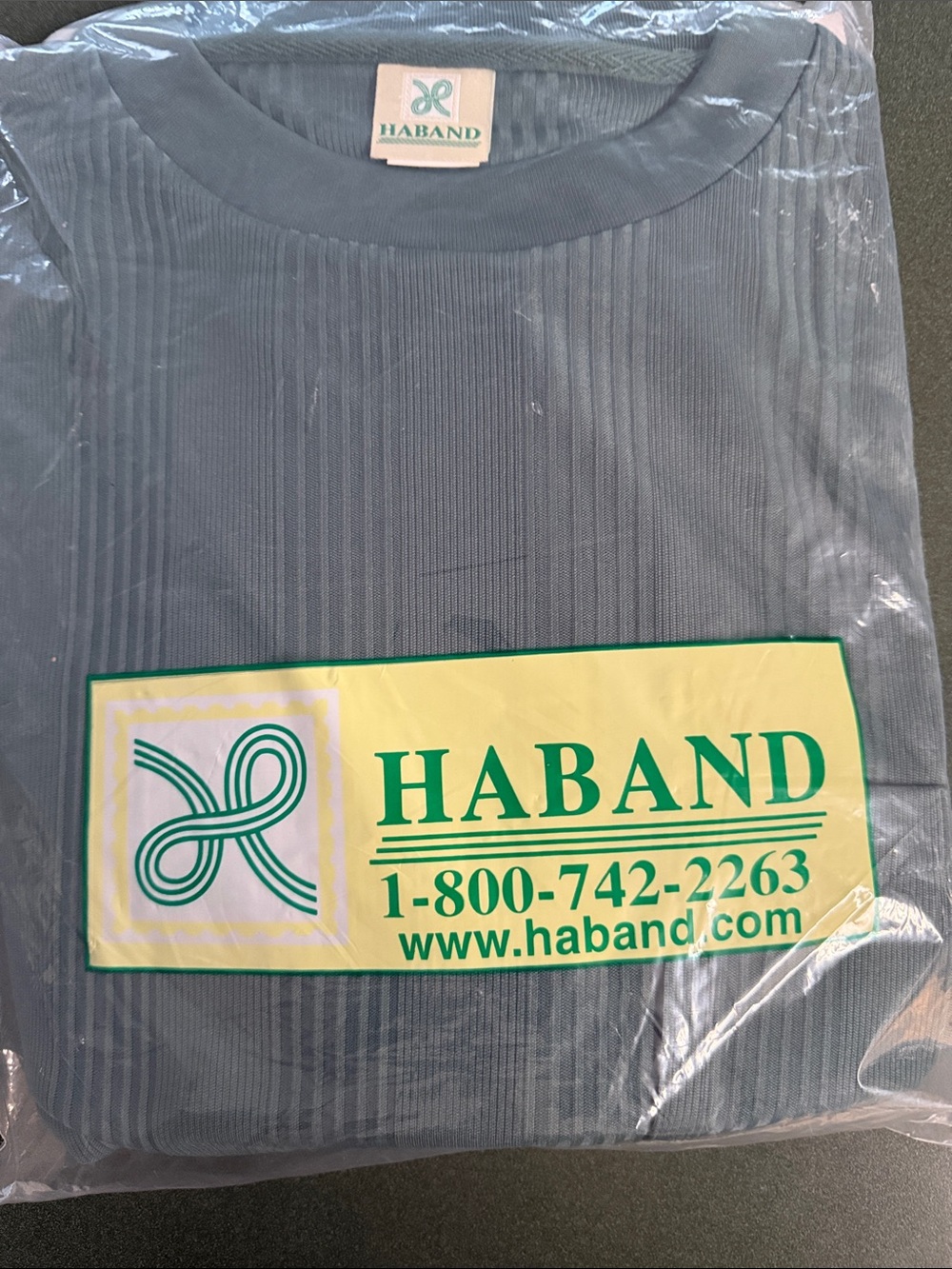 Haband Ribbed Long Sleeve Top in Slate Blue/Green